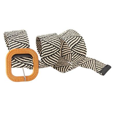Straw Waist Braided Fabric Belt 5cm Elasticated Woven Belt Stretch