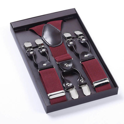 Elastic Black Leather Suspenders Mens Fashion 3.5cm Width