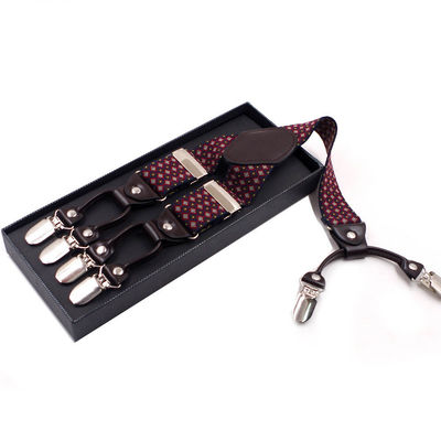6 Iron Elastic Strap Clip 3.5cm Mens Leather Suspenders Vintage
