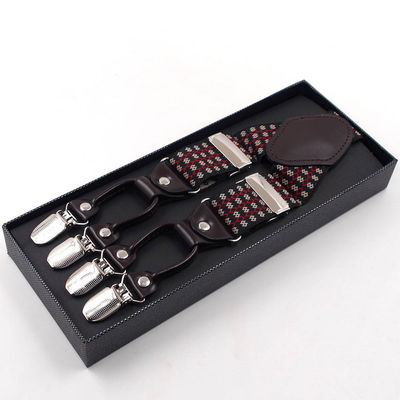 6 Iron Elastic Strap Clip 3.5cm Mens Leather Suspenders Vintage