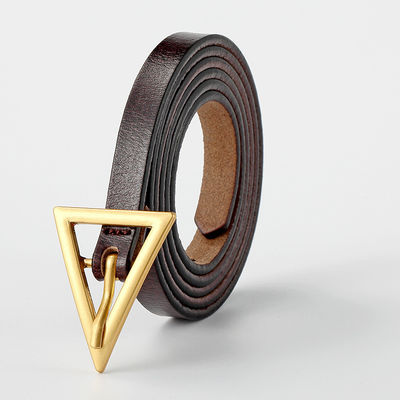 Zinc Alloy Buckle Leather Belt Slim Triangle 130cm Ladies Multicolor