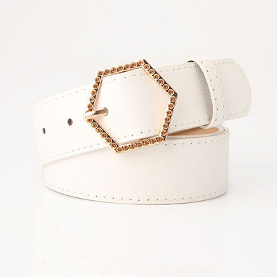 Alloy Buckle Ladies Leather Belt Dress Women 3.4cm Jeans Decorative