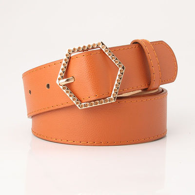 Alloy Buckle Ladies Leather Belt Dress Women 3.4cm Jeans Decorative