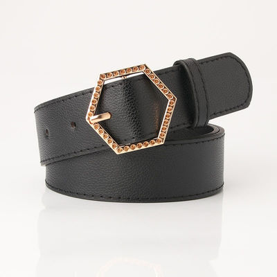 Alloy Buckle Ladies Leather Belt Dress Women 3.4cm Jeans Decorative