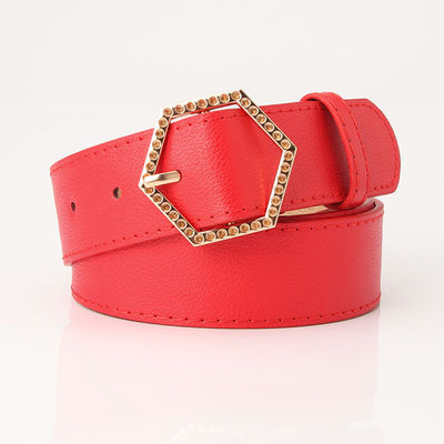 Alloy Buckle Ladies Leather Belt Dress Women 3.4cm Jeans Decorative