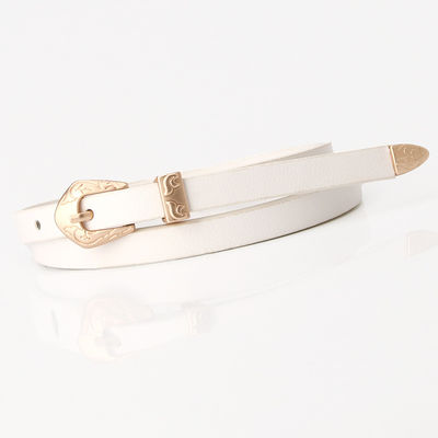 Woman Waist Black Skinny Leather Belt 1.1cm Designer PU Strap