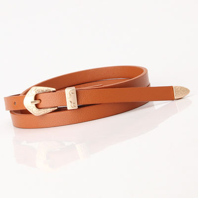 Woman Waist Black Skinny Leather Belt 1.1cm Designer PU Strap