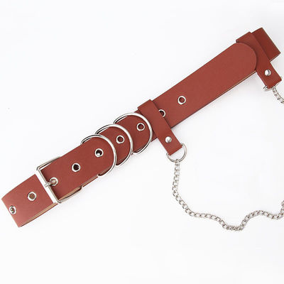 Waistband Ladies Leather Belt Chain Women Punk 3.8cm Alloy Buckle