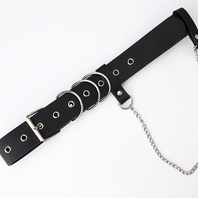 Waistband Ladies Leather Belt Chain Women Punk 3.8cm Alloy Buckle
