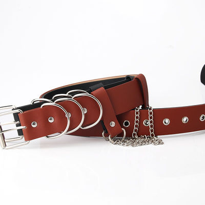 Waistband Ladies Leather Belt Chain Women Punk 3.8cm Alloy Buckle