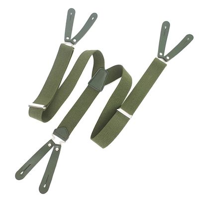 Army Green Suspender Pants Mens 3.5cm Microfiber Y Back Suspenders