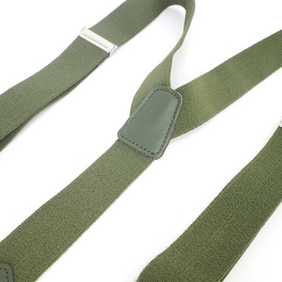 Army Green Suspender Pants Mens 3.5cm Microfiber Y Back Suspenders