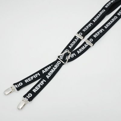 Brace Elastic Strap Clip 2.5cm 4 Button Black Leather Suspenders