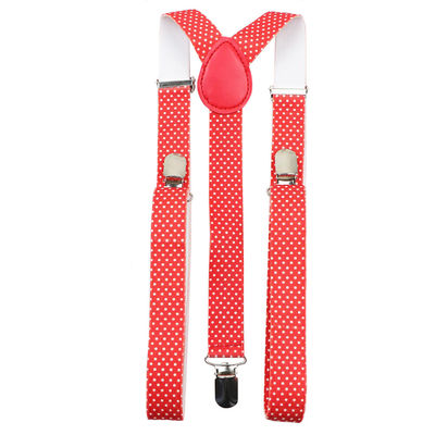 Polyester Y Back Elastic Strap Clip 116cm Leather Button Suspenders