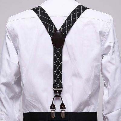 Y Style Elastic Strap Clip 110cm Genuine Leather Suspenders Custom Printed