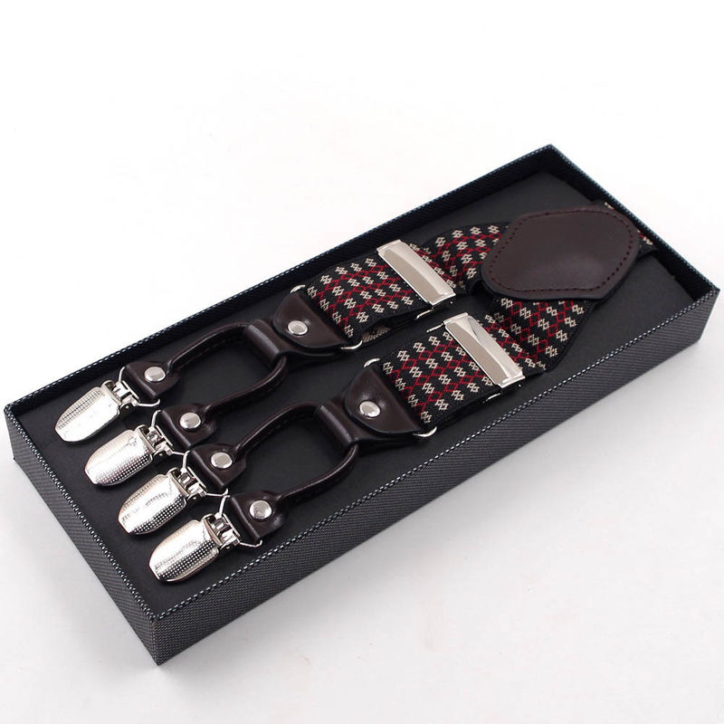 6 Iron Elastic Strap Clip 3.5cm Mens Leather Suspenders Vintage