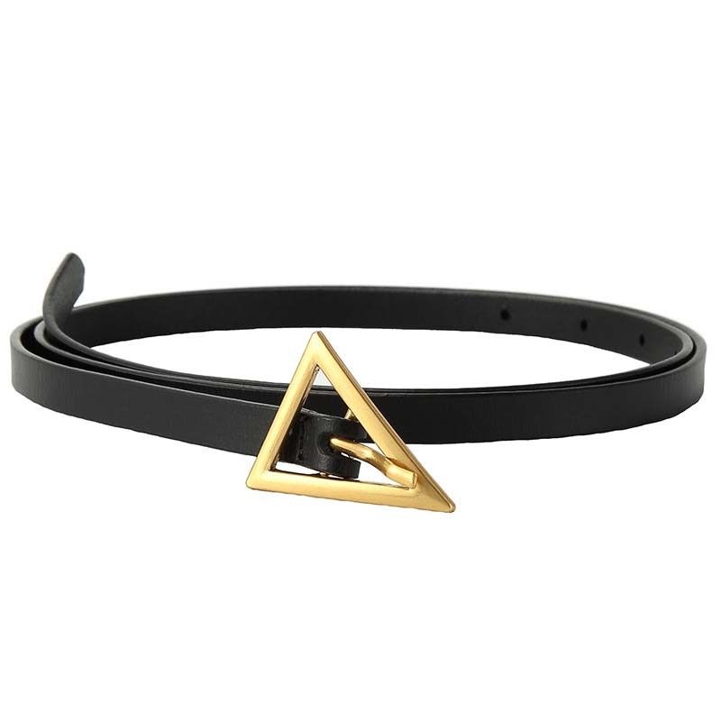 Zinc Alloy Buckle Leather Belt Slim Triangle 130cm Ladies Multicolor