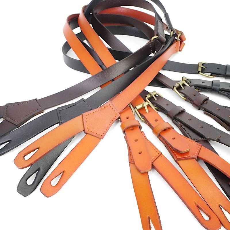 Mens Shirt Elastic Strap Clip Denim Pants 1.7cm Leather Casual Suspenders