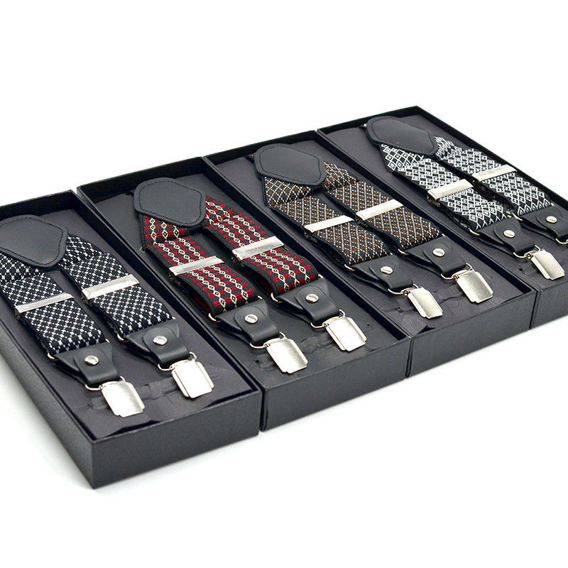 Alloy Suspenders Leather Brown 120cm Women Wearing Suspenders 3.5cm Width
